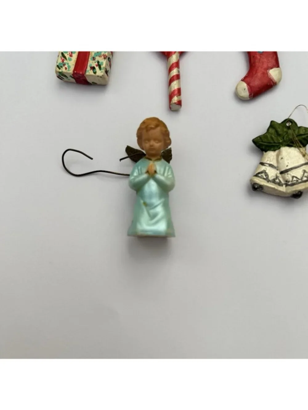 Vintage Handpainted Mini Ceramic Christmas Tree Ornaments Set of 12 Holiday